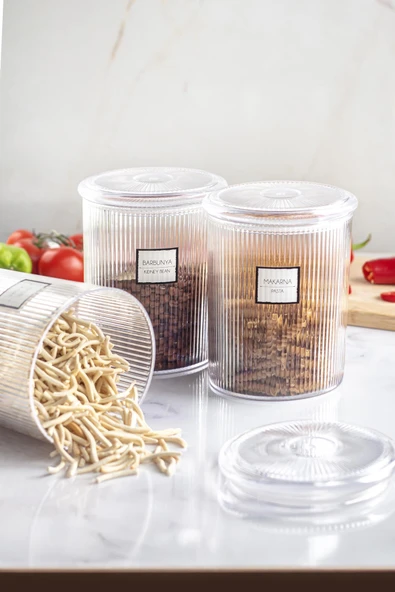 12'li Barok Yuvarlak Büyük Kavanoz Seti & Saklama Kabı & Erzak Kabı (12*2000 ML) - Resim 3