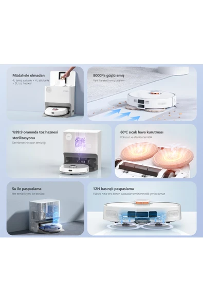 Lydsto W2 Lite 8000 Pa Su & Toz Toplama Üniteli Yapay Zeka Robot Süpürge - Türkiye Garantili - 2