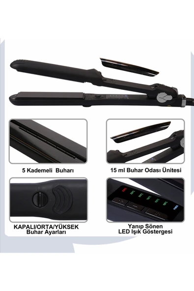 Lydsto Beauty Steam Style Hair Buharlı Saç Düzleştirici ve Şekillendirici (Black) - 3