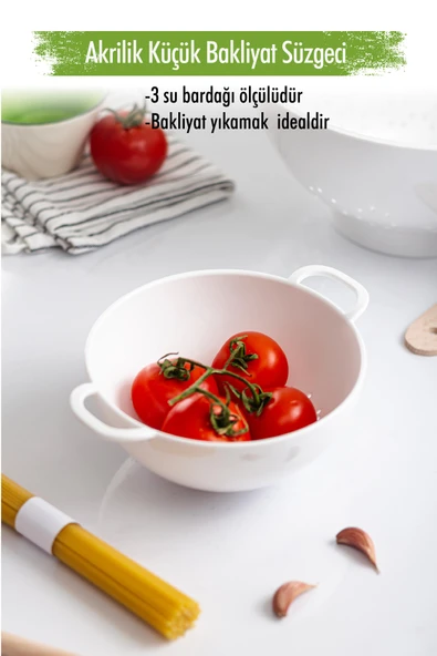 Akrilik Beyaz Mini Pirinç Süzgeçi & Bakliyat Süzgeçi (3 Su Bardağı Ölçülü) ürün görseli 1
