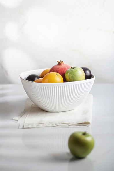 Akrilik Barok Beyaz Büyük Kare Meyve & Salata Kasesi & Karıştırma Kabı / 3,3 Lt  (CAM DEĞİLDİR) - 4