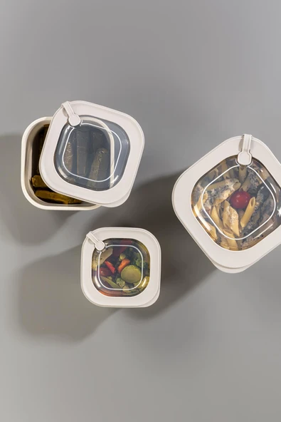 Kare 12 Parça Vakumlu Sızdırmaz Hava Almaz Saklama Kabı Seti Karışık 4x(1800/1100/600 Ml) - Resim 3