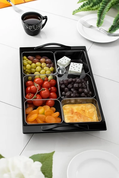 Mat Siyah Akrilik Saray Kahvaltılık Seti - Resim 2