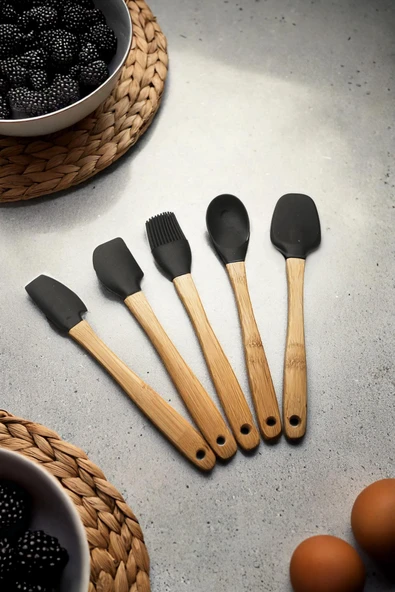 5 Parça Bambu Saplı Mini Supatula Seti - Resim 2