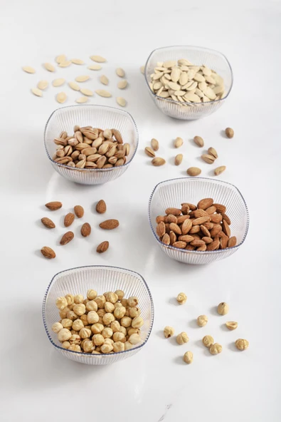 Akrilik Barok Şeffaf Kare 4'lü Küçük Kase Seti & Çerezlik & Sunumluk & İkramlık (Cam Değildir) 6763DP4 - 5