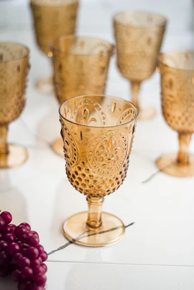 Akrilik Bal 6'lı Kadeh & Su Meşrubat Kahve Yanı Bardağı 450 ml ( Cam Değildir ) - Resim 2