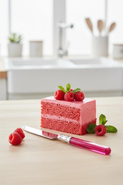 6 lı Paslanmaz Çelik Pembe Tatlı Bıçağı Seti - Resim 2