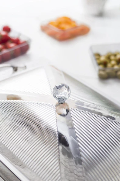 Akrilik Barok Füme 6 Bölmeli Tek Kapaklı Büyük Kahvaltılık - Resim 4