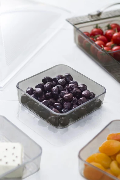 Akrilik Barok Füme 6 Bölmeli Tek Kapaklı Büyük Kahvaltılık - Resim 3