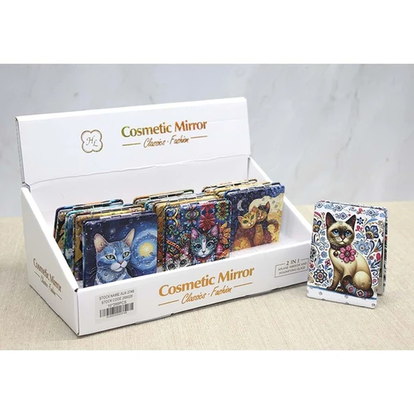 Kedi Taşlı El Aynası Dikdörtgen İnce - Resim 2