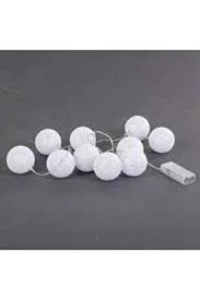 10'lu Işıklı Beyaz Top Dekoratif Aydınlatma Süs ürün görseli 1