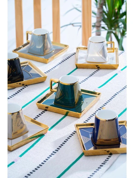 Acar HXF-08425 Rosemary 6'lı Kahve Fincan Takımı Karışık Renk - 2