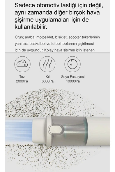Lydsto Duo Plus Kablosuz Şarjlı Dikey El Oto Araç Süpürgesi Ve Hava Kompresörü - Beyaz - 7