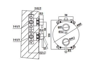Creavit Ankastre Duş 3 Su Çıkışlı Sıvaüstü Oval BT.DSU3001 - Resim 2