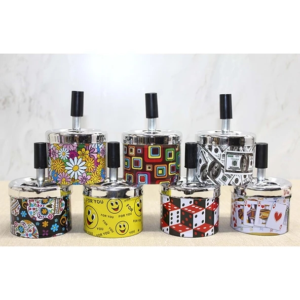 Metal Renkli Basmalı Küllük Yuvarlak ürün görseli 1