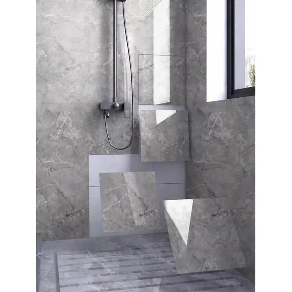 GRİ MERMER DESEN DUVAR STİCKER (30*30) - Resim 4