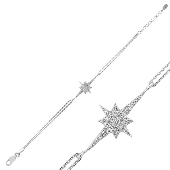 925 Ayar Gümüş Kutup Yıldızı Bileklik ürün görseli 1