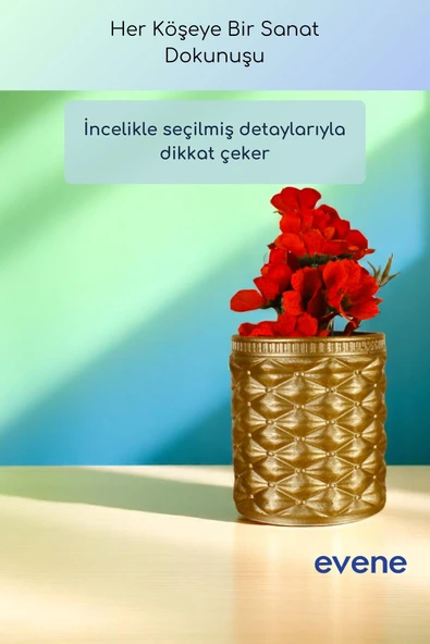 Vazo Küçük Vazo Masa Üstü Vazo Ev Dekorasyon Vazo Altın Renk Model 85 - Resim 4