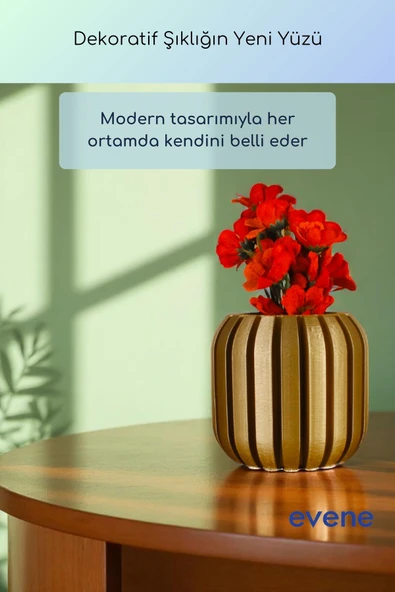 Vazo Küçük Vazo Masa Üstü Vazo Ev Dekorasyon Vazo Altın Renk Model 79 - Resim 5