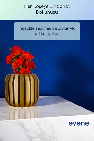 Vazo Küçük Vazo Masa Üstü Vazo Ev Dekorasyon Vazo Altın Renk Model 79 - Resim 4