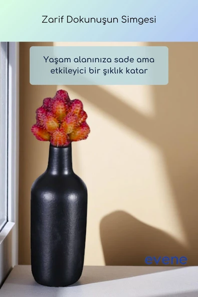 Vazo Küçük Vazo Masa Üstü Vazo Ev Dekorasyon Vazo Siyah Renk Model 71 - Resim 2