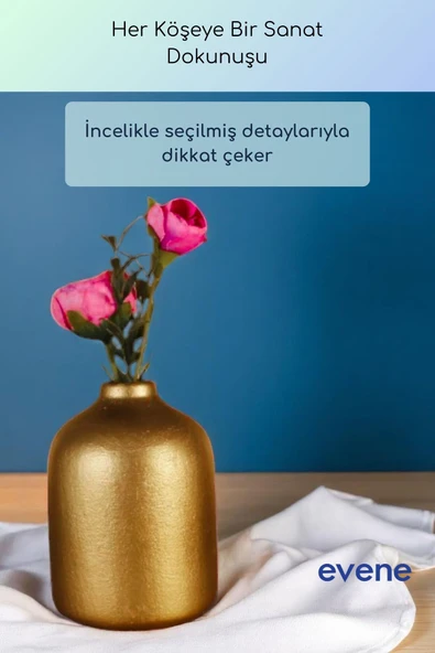 Vazo Küçük Vazo Masa Üstü Vazo Ev Dekorasyon Vazo Altın Renk Model 68 - Resim 4