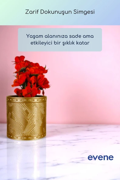 Vazo Küçük Vazo Masa Üstü Vazo Ev Dekorasyon Vazo Altın Renk Model 82 - Resim 2