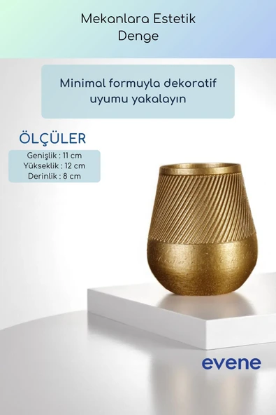 Vazo Küçük Vazo Masa Üstü Vazo Ev Dekorasyon Vazo Altın Renk Model 89 - Resim 3