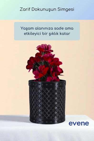 Vazo Küçük Vazo Masa Üstü Vazo Ev Dekorasyon Vazo Siyah Renk Model 90 - Resim 2