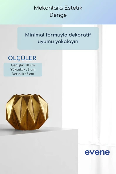 Vazo Küçük Vazo Masa Üstü Vazo Ev Dekorasyon Vazo Altın Eskitme Renk Model 64 - Resim 3