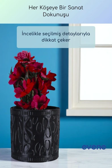 Vazo Küçük Vazo Masa Üstü Vazo Ev Dekorasyon Vazo Siyah Renk Model 76 - Resim 4