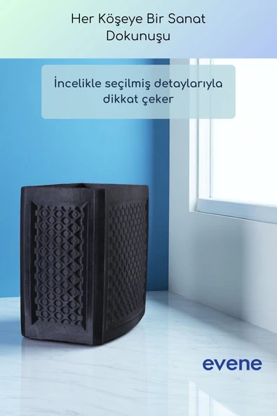 Vazo Küçük Vazo Masa Üstü Vazo Ev Dekorasyon Vazo Siyah Renk Model 92 - Resim 4