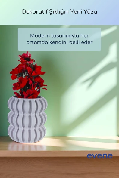 Vazo Küçük Vazo Masa Üstü Vazo Ev Dekorasyon Vazo Beyaz Renk Model 75 - Resim 5