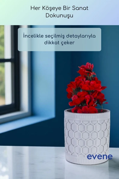 Vazo Küçük Vazo Masa Üstü Vazo Ev Dekorasyon Vazo Beyaz Renk Model 81 - Resim 4