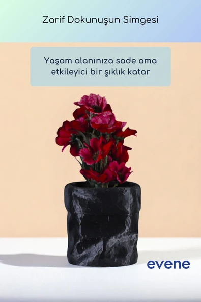 Vazo Küçük Vazo Masa Üstü Vazo Ev Dekorasyon Vazo Siyah Renk Model 80 - Resim 2