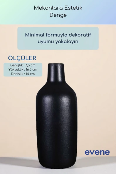 Vazo Küçük Vazo Masa Üstü Vazo Ev Dekorasyon Vazo Siyah Renk Model 71 - Resim 3