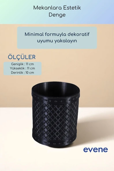 Vazo Küçük Vazo Masa Üstü Vazo Ev Dekorasyon Vazo Siyah Renk Model 90 - Resim 3