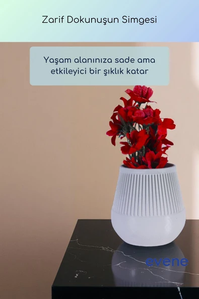 Vazo Küçük Vazo Masa Üstü Vazo Ev Dekorasyon Vazo Beyaz Renk Model 88 - Resim 2