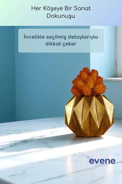 Vazo Küçük Vazo Masa Üstü Vazo Ev Dekorasyon Vazo Altın Eskitme Renk Model 64 - Resim 4