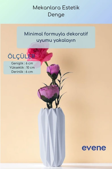 Vazo Küçük Vazo Masa Üstü Vazo Ev Dekorasyon Vazo Beyaz Renk Model 58 - Resim 3