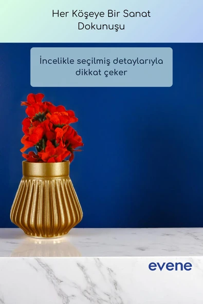 Vazo Küçük Vazo Masa Üstü Vazo Ev Dekorasyon Vazo Altın Renk Model 83 - Resim 4