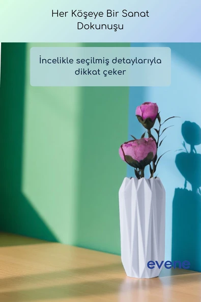 Vazo Küçük Vazo Masa Üstü Vazo Ev Dekorasyon Vazo Beyaz Renk Model 58 - Resim 4