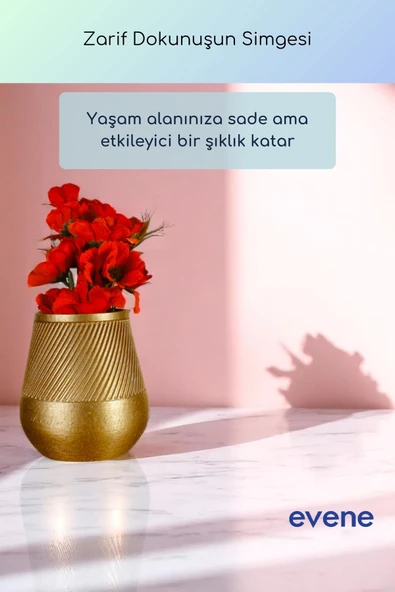 Vazo Küçük Vazo Masa Üstü Vazo Ev Dekorasyon Vazo Altın Renk Model 89 - Resim 2