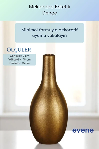 Vazo Küçük Vazo Masa Üstü Vazo Ev Dekorasyon Vazo Altın Eskitme Renk Model 72 - Resim 3