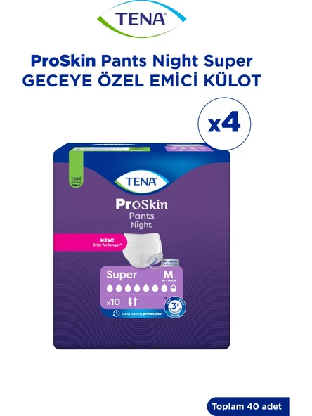 Tena Proskin Pants Night Emici Külot Orta Boy M 10'lu 4 Adet Hasta Bezi - 2