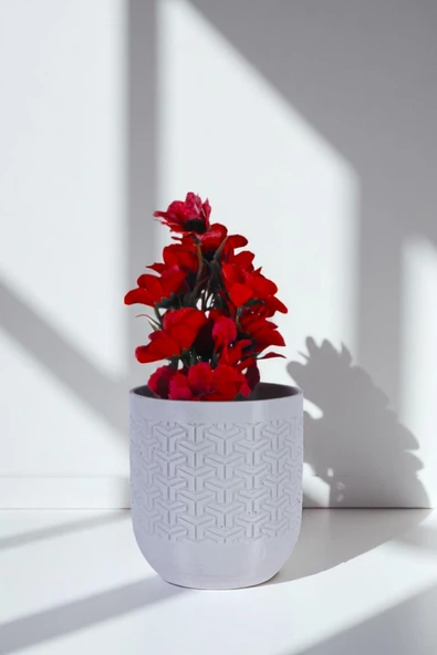 Vazo Küçük Vazo Masa Üstü Vazo Ev Dekorasyon Vazo Beyaz Renk Model 77 ürün görseli 1