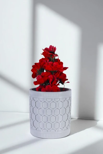 Vazo Küçük Vazo Masa Üstü Vazo Ev Dekorasyon Vazo Beyaz Renk Model 81 ürün görseli 1