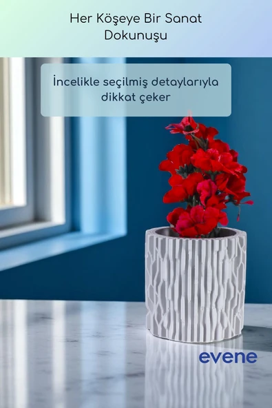 Vazo Küçük Vazo Masa Üstü Vazo Ev Dekorasyon Vazo Beyaz Renk Model 78 - Resim 4