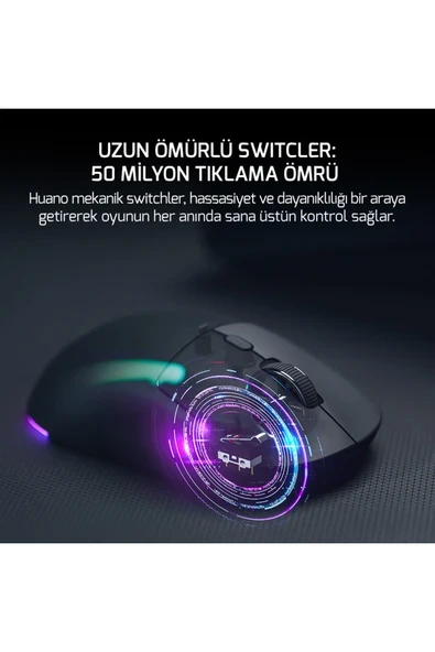 Gamepower Fenix 24.000DPI Triple Mode (Kablolu/bluetooth/2.4g) Siyah Gaming Mouse - Resim 4