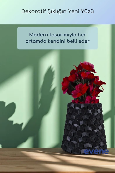 Vazo Küçük Vazo Masa Üstü Vazo Ev Dekorasyon Vazo Siyah Renk Model 84 - Resim 5